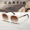 imageCARFIA Retro Acetate Polarized Sunglasses for Women UV400 Protection Small Round Frame Vintage Circle Shades CA5201D Matte Frosted Clear Frame Brown Lens