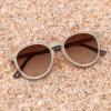 imageCARFIA Retro Acetate Polarized Sunglasses for Women UV400 Protection Small Round Frame Vintage Circle Shades CA5201D Matte Frosted Clear Frame Brown Lens