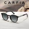 imageCARFIA Retro Acetate Polarized Sunglasses for Women UV400 Protection Small Round Frame Vintage Circle Shades CA5201E Black Frame Grey Lens