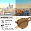 imageCARFIA Retro Acetate Polarized Sunglasses for Women UV400 Protection Small Round Frame Vintage Circle Shades CA5201F Tortoiseshell Frame Brown Lens
