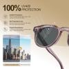 imageCARFIA Retro Polarized Mens Sunglasses for Womens UV400 Protection Acetate Square Fashion Broad Face Driving GlassesB1 Transparent Brown Frame Grey Lens