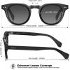 imageCARFIA Retro Polarized Mens Sunglasses for Womens UV400 Protection Acetate Square Fashion Broad Face Driving GlassesB2 Black Frame Grey Lens