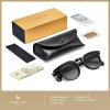 imageCARFIA Retro Polarized Mens Sunglasses for Womens UV400 Protection Acetate Square Fashion Broad Face Driving GlassesB2 Black Frame Grey Lens