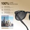 imageCARFIA Retro Polarized Mens Sunglasses for Womens UV400 Protection Acetate Square Fashion Broad Face Driving GlassesB2 Black Frame Grey Lens