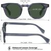 imageCARFIA Retro Polarized Mens Sunglasses for Womens UV400 Protection Acetate Square Fashion Broad Face Driving GlassesB3 Transparent Gray Frame Green Lens