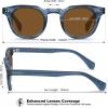 imageCARFIA Retro Polarized Mens Sunglasses for Womens UV400 Protection Acetate Square Fashion Broad Face Driving GlassesB4 Transparent Blue Frame Brown Lens