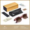 imageCARFIA Retro Polarized Mens Sunglasses for Womens UV400 Protection Acetate Square Fashion Broad Face Driving GlassesB5 Transparent Pink Frame Brown Lens