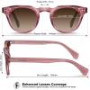 imageCARFIA Retro Polarized Mens Sunglasses for Womens UV400 Protection Acetate Square Fashion Broad Face Driving GlassesB5 Transparent Pink Frame Brown Lens