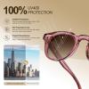 imageCARFIA Retro Polarized Mens Sunglasses for Womens UV400 Protection Acetate Square Fashion Broad Face Driving GlassesB5 Transparent Pink Frame Brown Lens