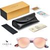 imageCARFIA Retro Womens Sunglasses Polarized Oval Acetate Durable 5Barrel Hinges UV400 Protection Shades2butterfly Frame Pink Mirror