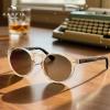 imageCARFIA Round Acetate Mens Sunglasses Polarized UV Protection Classic Retro Sun Glasses CA5289L7 Brown Lens