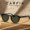 imageCARFIA Round Acetate Mens Sunglasses Polarized UV Protection Classic Retro Sun Glasses CA5289L8 Classic Black Frame Green Lens