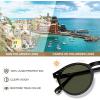 imageCARFIA Round Acetate Mens Sunglasses Polarized UV Protection Classic Retro Sun Glasses CA5289L8 Classic Black Frame Green Lens