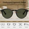 imageCARFIA Round Acetate Mens Sunglasses Polarized UV Protection Classic Retro Sun Glasses CA5289L8 Classic Black Frame Green Lens