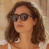 imageCARFIA Round Acetate Small Face Polarized Sunglasses for Women Fashion Retro Sun Glasses CA52662 Coffee Tortoise Frame Grey Lenses
