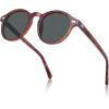 imageCARFIA Round Acetate Small Face Polarized Sunglasses for Women Fashion Retro Sun Glasses CA52662 Coffee Tortoise Frame Grey Lenses
