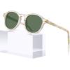 imageCARFIA Round Acetate Small Face Polarized Sunglasses for Women Fashion Retro Sun Glasses CA52663 Clear Tea Frame Green Lenses