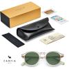 imageCARFIA Round Acetate Small Face Polarized Sunglasses for Women Fashion Retro Sun Glasses CA52663 Clear Tea Frame Green Lenses