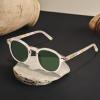 imageCARFIA Round Acetate Small Face Polarized Sunglasses for Women Fashion Retro Sun Glasses CA52663 Clear Tea Frame Green Lenses