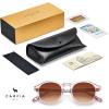 imageCARFIA Round Acetate Small Face Polarized Sunglasses for Women Fashion Retro Sun Glasses CA52664 Crystal Pink Frame Brown Gradient Lenses