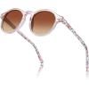 imageCARFIA Round Acetate Small Face Polarized Sunglasses for Women Fashion Retro Sun Glasses CA52664 Crystal Pink Frame Brown Gradient Lenses