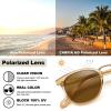 imageCARFIA Small Face Acetate Polarized Sunglasses for Women UV Protection Retro Trendy Eyewear Metal Bridge Brow Ladies Sunnies2 Champagne Frame Brown Lens