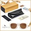 imageCARFIA Small Face Acetate Polarized Sunglasses for Women UV Protection Retro Trendy Eyewear Metal Bridge Brow Ladies Sunnies3 Light Pink Frame Brown Lens