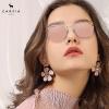 imageCARFIA Small Face Acetate Polarized Sunglasses for Women UV Protection Retro Trendy Eyewear Metal Bridge Brow Ladies Sunnies31 Iridescent Tortoise Frame Pink Mirror