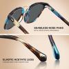 imageCARFIA Small Face Acetate Polarized Sunglasses for Women UV Protection Retro Trendy Eyewear Metal Bridge Brow Ladies Sunnies4 Blue Tortoise Frame Grey Lens
