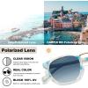 imageCARFIA Small Face Acetate Polarized Sunglasses for Women UV Protection Retro Trendy Eyewear Metal Bridge Brow Ladies Sunnies7 Blue White Marble Tortoise Frame Gradient Blue Lens