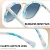 imageCARFIA Small Face Acetate Polarized Sunglasses for Women UV Protection Retro Trendy Eyewear Metal Bridge Brow Ladies Sunnies7 Blue White Marble Tortoise Frame Gradient Blue Lens
