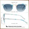 imageCARFIA Small Face Acetate Polarized Sunglasses for Women UV Protection Retro Trendy Eyewear Metal Bridge Brow Ladies Sunnies7 Blue White Marble Tortoise Frame Gradient Blue Lens