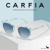 imageCARFIA Small Face Acetate Polarized Sunglasses for Women UV Protection Retro Trendy Eyewear Metal Bridge Brow Ladies Sunnies7 Blue White Marble Tortoise Frame Gradient Blue Lens