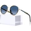 imageCARFIA Metal Acetate Polarized Sunglasses for Women UV400 Protection Retro Small Round AntiGlare Glasses Driving ShadesH Bluebrown Tortoise Frame  Blue Lens