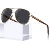 imageCARFIA Pilot Polarized Sunglasses for Men UV400 Protection Acetate Tortoise Arms CA3216Grey Lens Acetate Tortoise Arm
