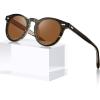imageCARFIA Retro Acetate Polarized Sunglasses for Men UV Protection Vintage Round Frame Eyewear with Gold Filigree CA5506D Green Demi Frame  Brown Lens