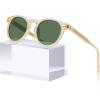 imageCARFIA Retro Acetate Polarized Sunglasses for Men UV Protection Vintage Round Frame Eyewear with Gold Filigree CA5506E Clear Yellow Frame  Green Lenses