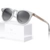 imageCARFIA Retro Acetate Polarized Sunglasses for Men UV Protection Vintage Round Frame Eyewear with Gold Filigree CA5506F Clear Light Gray Frame  Gray Gradient Lens