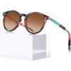 imageCARFIA Retro Acetate Polarized Sunglasses for Women UV400 Protection Small Round Frame Vintage Circle Shades CA5201A1 Red  Blue Floral Frame Brown Lens