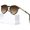 imageCARFIA Retro Acetate Polarized Sunglasses for Women UV400 Protection Small Round Frame Vintage Circle Shades CA5201C Brownwhite Tortoise Frame Gradient Brown Lens