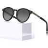 imageCARFIA Retro Acetate Polarized Sunglasses for Women UV400 Protection Small Round Frame Vintage Circle Shades CA5201E Black Frame Grey Lens