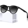 imageCARFIA Retro Womens Sunglasses Polarized Oval Acetate Durable 5Barrel Hinges UV400 Protection Shades1black Frame Gradation Grey Lens