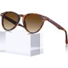 imageCARFIA Retro Womens Sunglasses Polarized Oval Acetate Durable 5Barrel Hinges UV400 Protection Shades3tortoise Frame Brown Gradation Lens