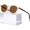 imageCARFIA Round Acetate Mens Sunglasses Polarized UV Protection Classic Retro Sun Glasses CA5289L7 Brown Lens