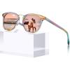 imageCARFIA Small Face Acetate Polarized Sunglasses for Women UV Protection Retro Trendy Eyewear Metal Bridge Brow Ladies Sunnies31 Iridescent Tortoise Frame Pink Mirror