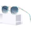 7. Blue White Marble Tortoise Frame Gradient Blue Lens