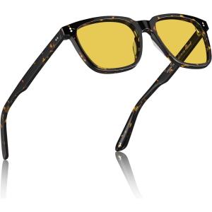 imageCARFIA Acetate Polarized Night Vision Glasses for Men Nighttime Yellow Lenses Safety Driving Sunglasses UV400 Protection1 Tortoise Frame Yellow Lensnight Vision
