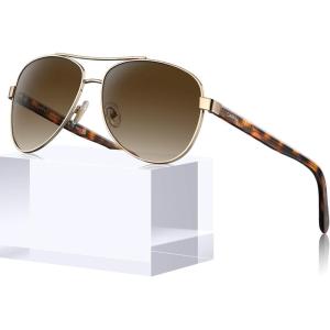 imageCARFIA Pilot Polarized Sunglasses for Men UV400 Protection Acetate Tortoise Arms CA3216Brown Gradient Lens Acetate Tortoise Arm
