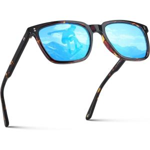 imageCARFIA Retro Acetate Polarized Sunglasses for Men UV400 Protection Driving Outdoor AntiGlare Sun Glasses CA5354WSN Tortoise Frame  Blue Mirrored Lenses