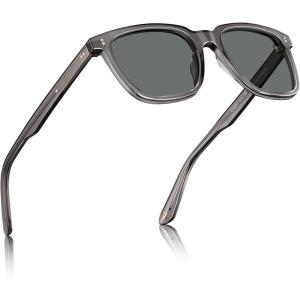 imageCARFIA Retro Acetate Polarized Sunglasses for Men UV400 Protection Driving Outdoor AntiGlare Sun Glasses CA5354WSO Transparent Grey Frame  Grey Lenses